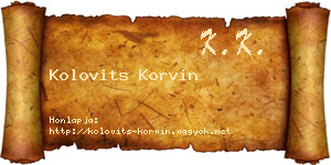 Kolovits Korvin névjegykártya
